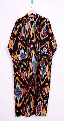 Image of Pure 100% Cotton Robe For Womens Bathrobe Dressing Gown Long sleepwear Free Size Kimono