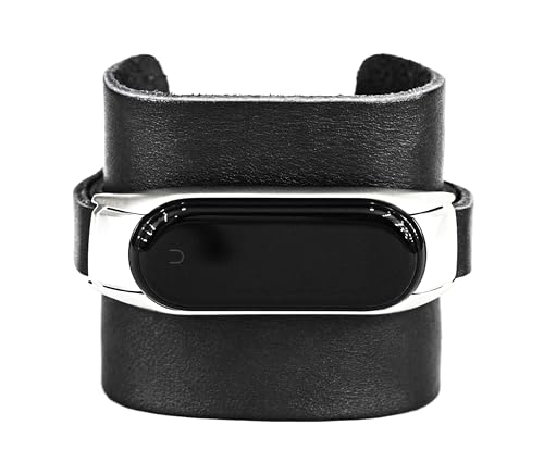 wide Leather cuff band compatible with Xiaomi Mi Band 3 4 5 6 7 8, Handmade UA 2955