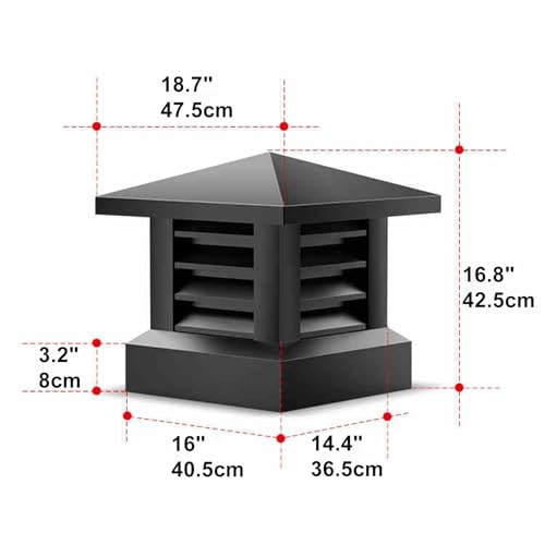 Chapeau de cheminée carré 40x40 extérieur alu persienne - 7