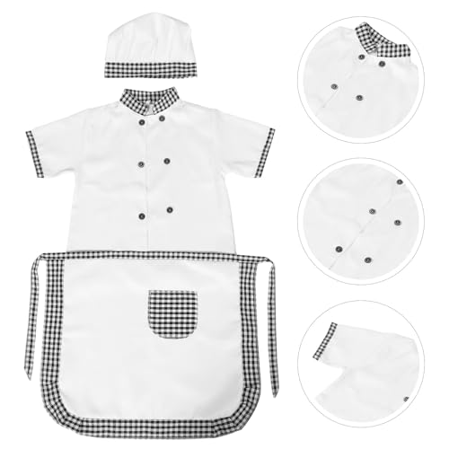 Disfraz de chef de cocina infantil gris con delantal ajustable y gorro 6