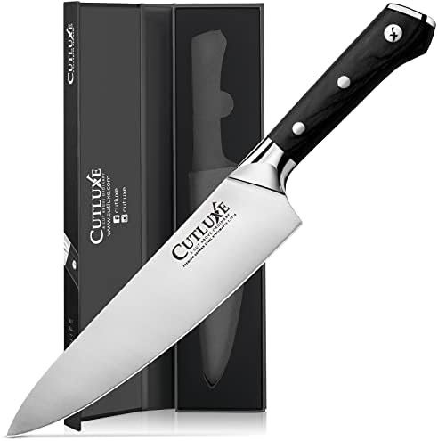 Cutluxe Chef Knife – 8" Cooking & Cutting Kitchen Knife – Razor Sharp Blade Forged from High Carbon German Steel – Ergonomic Handle & Full Tang Design – Artisan Series
