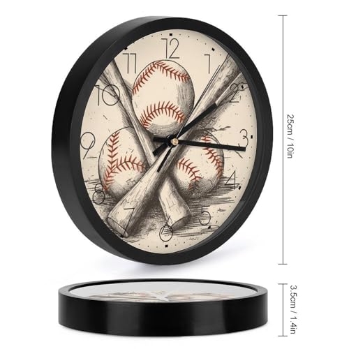 Horloge murale numerique moderne baseball de 25,4 cm pour salle de bain