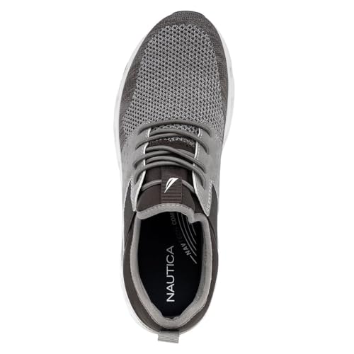 Image of Nautica Men's Running Sneakers Sport Lace-Up Athletic Shoes for Gym Tennis - Cushioned, Breathable, Lightweight & Comfortable-Zer M-Charcoal, Size 9.5