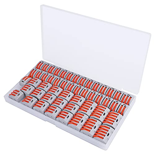 50 PCS Lever Wire Electrical Connectors Nuts Assortment Kit with 28-12 AWG Multiple Stud2/3/5 Conductor Combination Compact Electrical Insulated Terminals Quick Disconnect Splicing