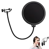 Filtro Pop para Micrófono de Doble Capa, Protección Anti-Pop con Cuello de Cisne Flexible 360°, Compatible con Blue Yeti, HyperX QuadCast, Razer Seiren y Otros Micrófonos