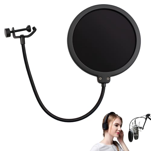 Filtre Anti-Pop pour Microphone avec Double Couche, Protection Anti-Pop, Double Couche Son Bouclier et Col de Cygne Flexible à 360°, Compatible avec Blue Yeti, HyperX...