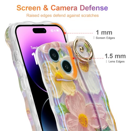 Coque iPhone 14 avec sangle à main EYZUTAK motif fleur vintage - 7