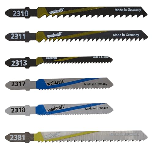 wolfcraft Stichsägeblätter-Set, 10-teilig I 2358000 I Komplettset für Holz, Kunststoff, Blech, Aluminium und mehr I schnelle, grobere, saubere Schnite