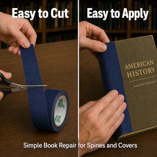 Cinta para encuadernar libros rota solución textil azul marino BookGuard 2 rollos 4
