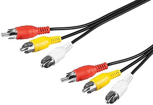 Goobay 50382 Composite Cinchkabel 3m / 3x Cinch-Stecker auf 3x Cinchstecker / RCA Kabel geschirmt / Subwoofer Kabel Blu Ray Verstärker HiFi / Cinch Kabel 3m / Schwarz