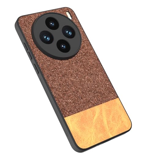 Image of Kapa Soft Fabric & Leather Hybrid Protective Back Cover for Vivo X200T 5G | Shockproof Slim Hard Anti Slip Back Case (Brown)