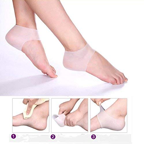 Snowpearl Silicone Gel Heel Socks for Dry Hard Cracked Heel Repair Pad Pain Relief, Cushion Support, Foot Care, Ankle Protection,for Men and Women (Free Size, Skin, 1 Pair) by Snowpearl 2