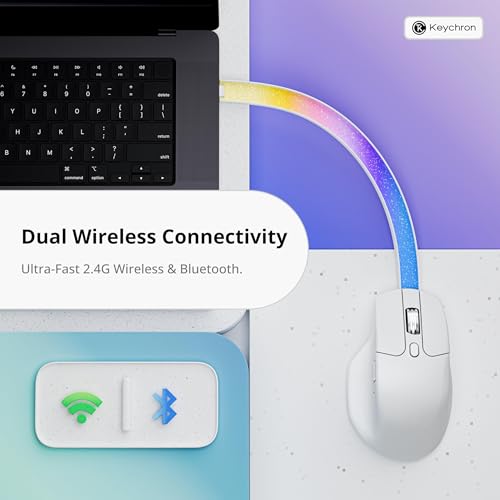 Image of Keychron M6 8000 Hz Wireless Bluetooth 2.4 GHz /Wired Connection Mouse, Lightweight Body Programmable PixArt 3950 Sensor for Windows Mac Linux - White