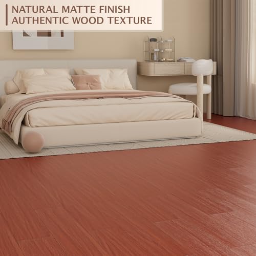 Fablioflo Peel and Stick Floor Tile, 36 Pcs 54 Sq.Ft Waterproof Wood Grain Luxury Vinyl Plank Flooring, Easy DIY Self Adhesive Vinyl Floor for Kitchen, Living Room, Bedroom, RV, Reddish Brown Cherry by FABLIOFLO - Image 2