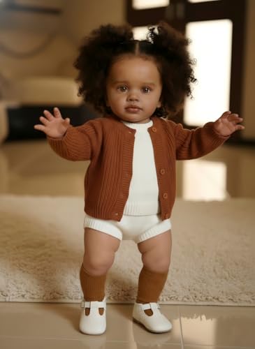 Muñeca Reborn Pippa niña negra 68 cm cuerpo de tela suave miniatura 3
