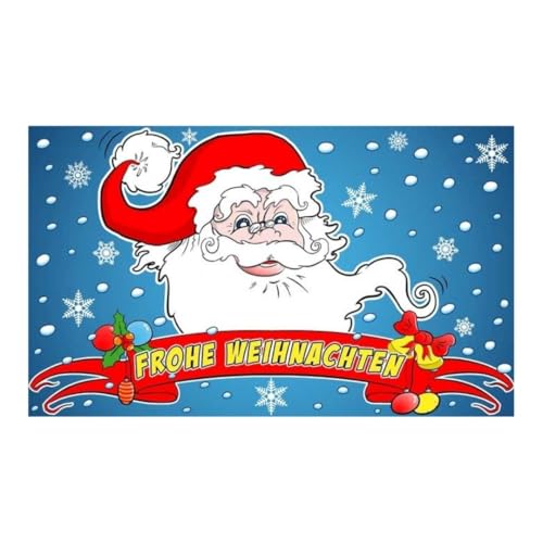 Fahne Frohe Weihnachten - Weihnachtsmann, 90x150 cm, mit Ösen