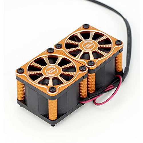 Power HobbiesPowerhobby Twister Twin/Dual 40mm 1/8 1/5 Motor Aluminum Cooling Fan (Orange)