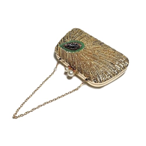 Women Vintage Beaded Sequin Clutch Purse Sparkly 1920s Peacock Evening Bag Luxury Wedding Bridal Purse - Image 5