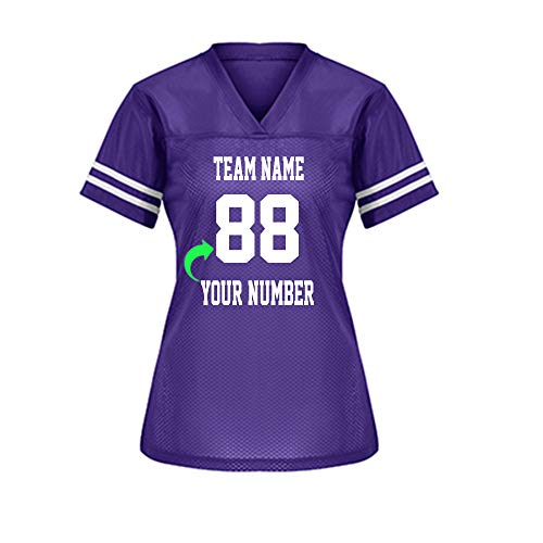 Customize Your Own Football Jersey with Your Name and Team Number Personalized & Customized Jersey (Purple-Ladies)