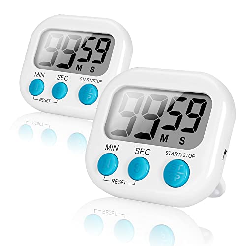 Mengtech Lot de 2 minuteurs de cuisine magnétiques numériques avec écran LCD et alarme pour la cuisine, la pâtisserie, l'apprentissage du sport Cover