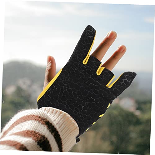 Hemoton Warm Gloves 1 Pair Silicone Mitts Right Hand Wrist Support Professional Bowling Gloves Wristband Yellow Hand Accessories Thumb Fitness Fingerless Gloves #TOP2