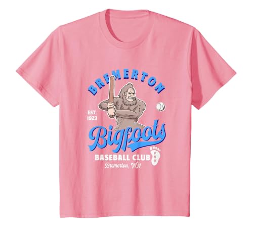 Funny Bigfoot Baseball Retro Minor League Baseball Team T-Shirt, Youth, Pink, 3T