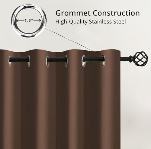 Image of Cloth Fusion Blackout Curtains, Brown, Window 5 ft, Set of 2 | 3-Layer Triple Weave, Up to 90% Light Block, Thermal Insulated, Premium Steel Grommets, Set of 2