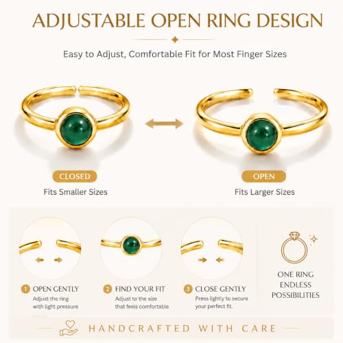 Natural Chalcedony Ring for Women 925 Sterling Silver Adjustable Open Ring - image 4