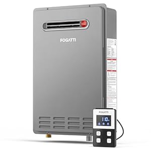 FOGATTI Natural Gas Tankless Water Heater – Outdoor Installation Up to 8.1 GPM, Gray Instant Hot Water Heater – Instagas Comfort 180S Series