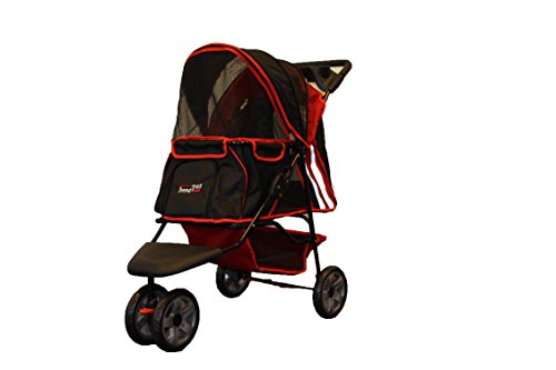 Innopet Pet Passeggino all Terrain, IPS-01 Trasportino, Colore: Rosso/Nero, Carrello, Rimorchio, Passeggino. Pieghevole Pet Buggy, Passeggino, Carrozzina per Cani e Gatti