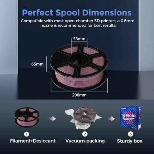 Image of FLASHFORGE Carbon Fiber PLA Filament 1.75mm Dusty Pink, Reinforced 3D Printer Filament 1kg, Lightweight & High-Strength PLA-CF Filament, Strong & Easy to Print
