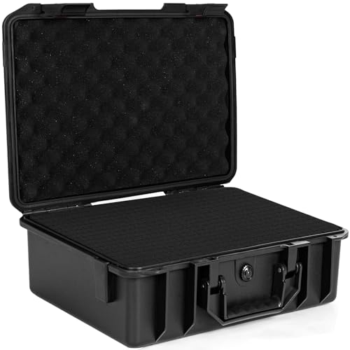 16 inch Waterproof Hard Carrying Case,Shockproof Storage Box with Customizable Foam,Portable Protective Tool Box for Microphone,Recorder,Electronics,Tools,Cameras,Equipment and More, 16