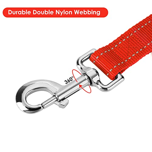 TIESOME Kurze Hundeleine mit gepolstertem Griff, doppeltes Gurtband Nylon reflektierende Haustier Leinen Hundeleine für Walking Training (Rot)