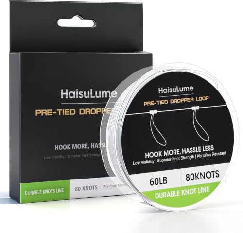Image of Pre-Tied Dropper Loop Knots Fishing Line, 80 Knots Monofilament Leader with 5.5 inch Loop Diameter & 18 inch Spacing, Saltwater & Freshwater Fishing Knots Line for Sea Bass, Snapper, Cod
