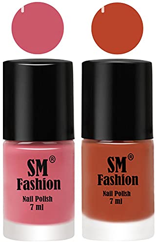 Image of Long Lasting Nail Polish | Nail Paint Combo 7 ml Each) - Set of 2 Nude Pink-Light Coral