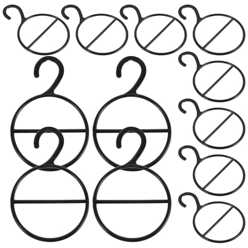 TOYANDONA 12 Pezzi Appendini per Sciarpe in Plastica Nera Grucce Multifunzionali per Organizzazione Armadio Stendibiancheria Salvaspazio per Esposizione e Conservazione Casa