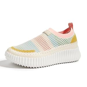 LUCKY STEP Platform Sneakers for Women Slip on Knit Chunky Fashion Casual Retro Braided Tennis Lightweight Walking Shoes