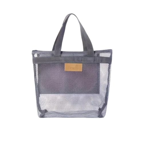 QUUPY Mesh Shower Caddy Bag Portable Shower Bag Lightweight Bath Organiser for College Dorms Gym Swimming Beach Travel Sports(Grey)