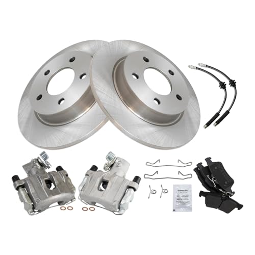 Image of TRQ Rear Brake Pad and Rotor Set Semi Metallic Calipers Compatible with 2006-2008 Mazda 3