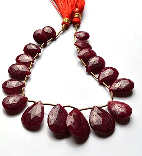 Rubis teinté briolette poire facettée 11-21 mm pour fil de perles LKBEADS 8"