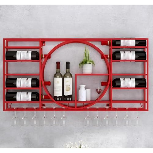 Casier à vin rangement mural bouteilles et verres bistrot - 4
