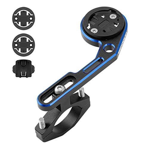 Monte de la computadora de Bicicleta de Dirbak Ajuste del Manillar Delantero con Soporte de luz Adaptador de cámara para aleación de Aluminio Black Black Blue Red Plate 11 cm 5 cm (Negro y Azul)
