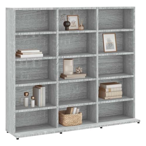 Tomostar Étagère Rangement CD/DVD, Meuble de Rangement CD et DVD Armoire à CD Étagère Bibliothèque Sonoma gris 100x23x89,5 cm Bois d'ingénierie