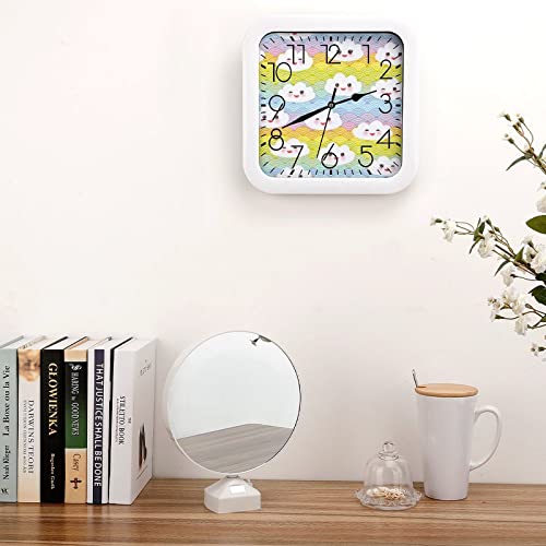 Horloge murale décorative nuages mignons de forme carrée 26x26cm