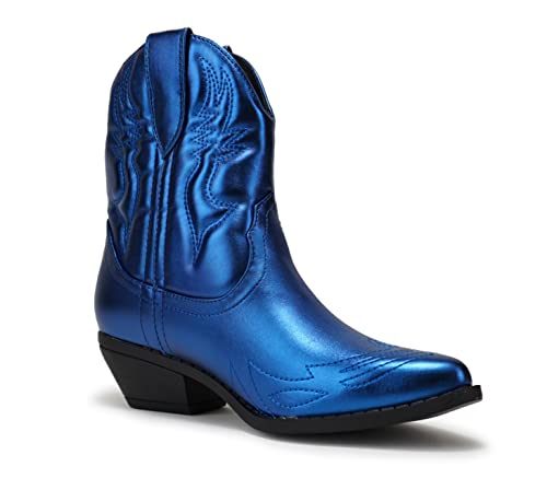 Image of Soda Women Cowgirl Cowboy Western Stitched Ankle Boots Pointed Toe Short Booties Rigging-S (Wide Fit Available)