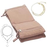 Bolsa Organizadora de Joyas,Organizador De Joyas Con Cremallera Que Tiene 4 Bolsillos - Bolsas Sostenedoras De Collares,Para Mujeres Collares Anillos Pendientes Viaje Fiesta Negocios Boda Cajón