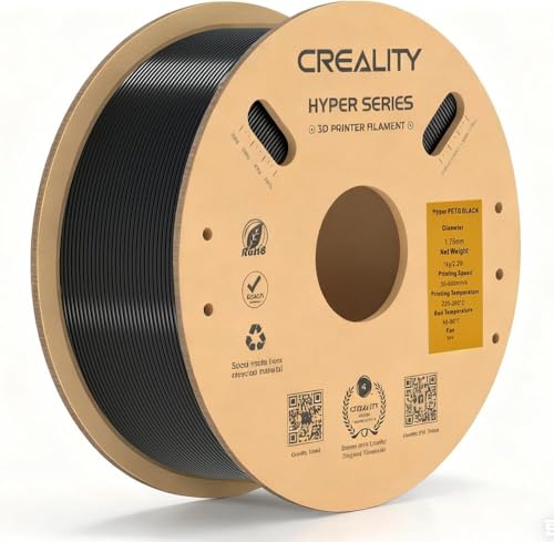 Creality Hyper PETGフィラメント 高速印刷 1.75mm K1 Max用 3Dプリンターフィラメント 高速30-600mm/s向けに設計 1kg(2.2ポンド)/スプール フィラメント 高速フィラメント 寸法精度±0.03mm フィラメント ブラック