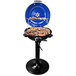 Electric BBQ Grill, Techwood 15-Serving Indoor/Outdoor Electric Grill for Indoor & Outdoor Use, Double Layer Design, Portable Removable Grill, 1600W (Stand Grill, Blue)