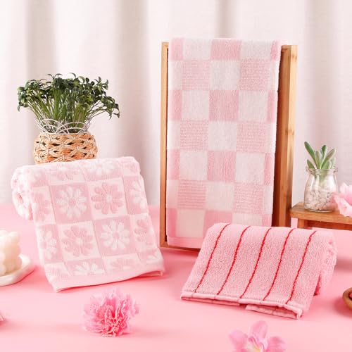 GreenPine Pink Hand Towels Checkered Cute for Bathroom Kitchen Bath by GreenPine - Used condition - Image 4