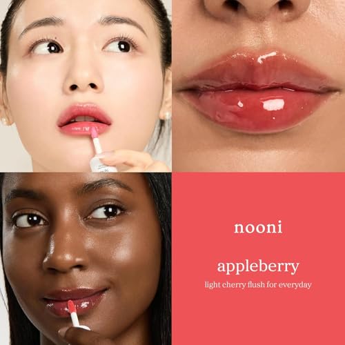 NOONI Korean Lip Oil Set - Appleberry & Appleblacktea - Long-Lasting, Moisturizing, Plumping, Revitalizing for Dry Lips - Waterproof, No Peel Off, Stocking Stuffers Lip Plumper (2EA, 0.12 fl oz)